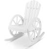imageOutvita Adirondack Rocking Chair Set of 2 Wood Wagon Rocker Outdoor Wooden Carbonized Lounge Chairs with Wheel Armrest for Garden Patio Country PorchBlackWhite