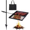 imageOutvita Folding Swivel Campfire Grill Portable Cooking Grate over Fire Pit Lightweight Grate ampamp Camp Fire Rack with Carrying Bag for Outdoor Camping BBQ Black