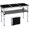 imageOutvita Folding Table 3FT Aluminum Camping Table with Storage Adjustable Height Picnic Table Lightweight for Carring Outdoor Party Events BeachBlack