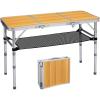 imageOutvita Folding Table 3FT Aluminum Camping Table with Storage Adjustable Height Picnic Table Lightweight for Carring Outdoor Party Events BeachWood