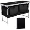 imageOutvita Folding Table 4FT Aluminum Camping Table with Large Storage Space and Adjustable Height Picnic Table Lightweight for Carring Outdoor Party Events BeachBlack