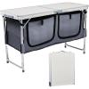 imageOutvita Folding Table 4FT Aluminum Camping Table with Large Storage Space and Adjustable Height Picnic Table Lightweight for Carring Outdoor Party Events BeachWhite