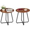 imageOutvita Indoor and Outdoor Side Table Small Patio Side Table Metal Round Portable Waterproof Weather Resistant End Table for Patio Garden Balcony Yard Wood Grain Color2