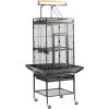 imageOutvita Large Rolling Bird Cage 65quot Metal Bird Cage with Play Top and Stand Flight Cage for Parrot Parakeet Cockatiel Lovebird PigeonBlack