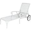 imageOutvita Lounge Chairs for Outside Patio Cast Aluminum Recliner with Adjustable Back and Rolling Wheels for Backyard Porch Pool Balcony Deck BlackWhite
