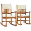 imageOutvita Outdoor Acacia Wood Rocking Chair Set of 2 Wooden Rocker wDetachable Washable Cushions Patio Rocker for Porch Garden Pool Indoor Natural