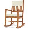 imageOutvita Outdoor Acacia Wood Rocking Chair Wooden Rocker wDetachable Washable Cushions Patio Rocker for Porch Garden Pool Indoor NaturalNaturalwith 2 Cushions