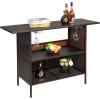 imageOutvita Outdoor Bar Counter Table Patio Wicker bar Table with 2 Layer Shelves and Wine Racks for Poolside Backyard Garden Porches Brown
