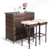 imageOutvita Outdoor Bar Table 3 Piece Rattan Patio Bar Set with Stools 40quot Height Tempered Glasstop Bar Table AllWeather Brown Wicker Furniture for Poolside Balcony Yard