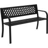 imageOutvita Outdoor Bench 47quot Metal Garden Bench Patio Park Furniture with Plastic Backrest PowderCoated Chair Yard Entryway Deck Porch BlackBlack