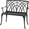 imageOutvita Outdoor Cast Aluminium Bench 38quot Weather Resistant Patio Bench with Orchid Pattern for Front Porch Backyard LawnOrchidblack