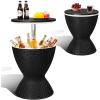 imageOutvita Outdoor Cooler Side Table Modern Outdoor Patio Furniture ampamp Hot Tub Cool Bar Table  10 Gallon Beer and Wine Cooler for Cool Entertaining Party YardBlack