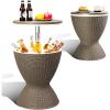 imageOutvita Outdoor Cooler Side Table Modern Outdoor Patio Furniture ampamp Hot Tub Cool Bar Table  10 Gallon Beer and Wine Cooler for Cool Entertaining Party YardBrown