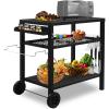 imageOutvita Outdoor Grill Cart Movable Food Prep and Work Cart Table Pizza Oven Stand Table with Wheels Indoor ampamp Outdoor Multifunctiona BBQ Cart with Mesh Racks for Home Party CampingBlack