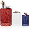 imageOutvita Outdoor Nesting Tables Set of 3 Heavy Duty Metal Frame Accent Modern End Table Portable Side Table for Indoor Outdoor Living Room Clover Pattern  BlueBlue  White  Red
