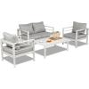 imageOutvita Outdoor Patio Furniture Set 4 Pieces Aluminum Patio Conversation Sets Modern Patio Sofa Loveseat Set with Coffee Table and 5 Inch Cushion for Patio Balcony Yard White 4pcs Set