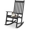 imageOutvita Outdoor Rocking Chair Solid Wood High Back Rocker All Weather Lounge Chair for Porch Patio Fire Pit Garden Backyard Deck Indoor WhiteBlack