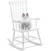 imageOutvita Outdoor Rocking Chair Solid Wooden Frame High Back Rocker All Weather Lounge Chair for Indoor Garden Patio Balcony Backyard Porch Rocker 1 White
