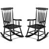 imageOutvita Outdoor Rocking Chair Solid Wooden Frame High Back Rocker All Weather Lounge Chair for Indoor Garden Patio Balcony Backyard Porch Rocker 2 Black