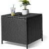imageOutvita Outdoor Side Table Rattan Coffee Table with Storage 27 Gallon Patio Small Deck Storage Box for Cushion Towel Books Brown Side Table with lidBlack