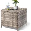 imageOutvita Outdoor Side Table Rattan Coffee Table with Storage 27 Gallon Patio Small Deck Storage Box for Cushion Towel Books Brown Side Table with lidGrey
