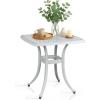 imageOutvita Patio Side Table 236in Outdoor Round Cast Aluminum Bistro Table with Umbrella Hole and Antique Design for Backyard Porch Pool Balcony Deck BlackSquareWhite
