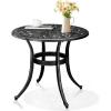 imageOutvita Patio Side Table 354in Outdoor Square Cast Aluminum Bistro Table with Umbrella Hole and Antique Design for Backyard Porch Pool Balcony Deck BronzeRoundBlack