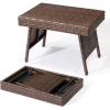 imageOutvita Portable Folding Wicker Table Foldable Outdoor Coffee Table with Steel Frame Easy to Clean Outdoor Deck Furniture with WeatherResistant Rattan for Patio Poolside Lawn Garden Balcony