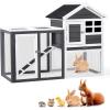 imageOutvita Rabbit Hutch Small Wood Chicken Coop 48quot Guinea Pig Cage wPullOut Tray Waterproof Asphalt Roof Chicken Run Interactive Door for Small Animal Pen OutdoorGrey