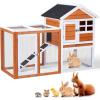 imageOutvita Rabbit Hutch Small Wood Chicken Coop 48quot Guinea Pig Cage wPullOut Tray Waterproof Asphalt Roof Chicken Run Interactive Door for Small Animal Pen OutdoorOrange
