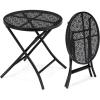imageOutvita Round Side Table Metal Folding Patio Side Table with Flower Cutouts  AntiRust Outdoor for Porch Yard Balcony ampamp Deck  Black Small End Table