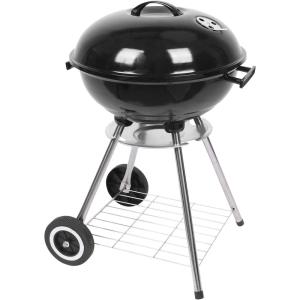 imageOutvita 18 inch Portable Charcoal Grill Stainless Steel BBQ Kettle Charcoal Grill with Wheels and Storage Holder for Camping Picnic Barbecue Party Outdoor Activities
