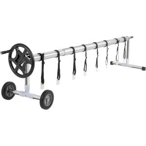 imageOutvita 18FT Pool Cover Reel Set Solar Cover Aluminum Roller with Rubber Wheels for Inground Outdoor Swimming Pools Adjustable Above Ground Pool Blanket Reels BlackBlack