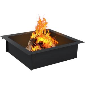 imageOutvita 36 Inches Fire Pit Ring Heavy Duty Fire Pit Liner Insert DIY Campfire Ring Above or InGround for Outside Camping BBQ Heating Black