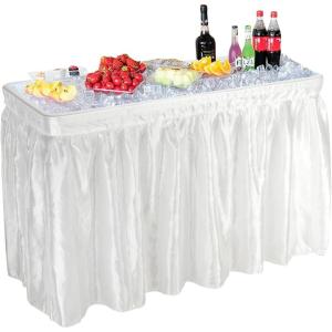 imageOutvita 4 FT Folding Ice Cooler Table with Matching Skirt ampamp Drain Portable Party Beverage Buffet Colder Server for Family Picnic Camping BBQ Wedding BlackWhite
