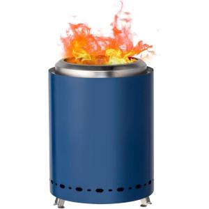 imageOutvita 7 inch Smokeless Tabletop Fire Pit Small Fire Pit Mini Portable Table Top Fireplace Stove with Portable Bag Stand Ash Pan for Outdoor Camping Hiking SilverBlue