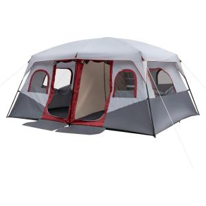 imageOutvita 810 Person Camping Tent Large 2 Room Family Tent with Weatherproof Instant Cabin Shelter with Rainfly ampamp Carry Bag for Backpacking Hiking Car TravelingGray Tent with Gray Cover