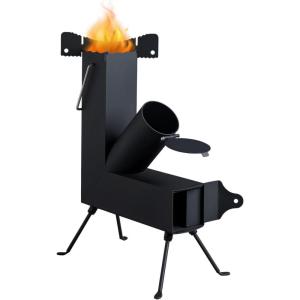 imageOutvita Camping Rocket Stove for Outdoor Cooking Portable Wood Burning Stove with Fire Pocker Emergency Equipment Stove for Camping Hunting FishingIntegrated