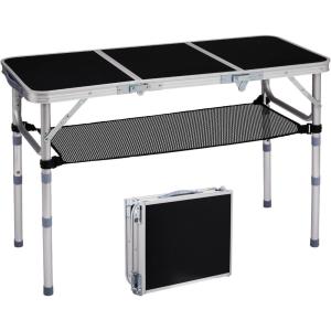 imageOutvita Folding Table 3FT Aluminum Camping Table with Storage Adjustable Height Picnic Table Lightweight for Carring Outdoor Party Events BeachBlack