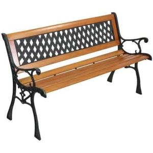 imageOutvita Garden Bench 48quot Front Porch Bench with Steel Frame Solid Construction Outdoor Seating for YardPlayground PatioRhombic