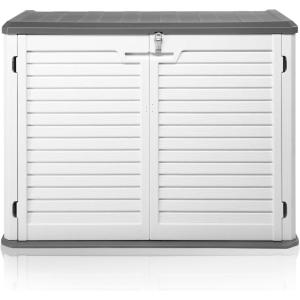 imageOutvita Outdoor Horizontal Storage Sheds 34 Cu Ft Weather Resistant HDPE Tool Shed MultiOpening Door Waterproof ampamp Lockable for Storage of Bike Trash Cans Garden Tools Lawn Mowers34 Cu Ft
