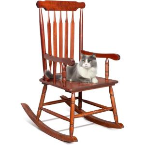 imageOutvita Outdoor Rocking Chair Solid Wooden Frame High Back Rocker All Weather Lounge Chair for Indoor Garden Patio Balcony Backyard Porch Rocker 1 Natural