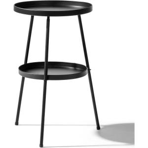 imageOutvita Outdoor Round Side Table Small Metal End Table Black Coffee Table for Patio Lawn Garden Living Room Bedroom Sturdy Double Layer