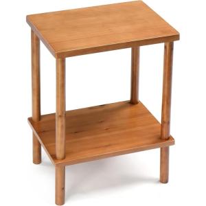 imageOutvita Outdoor Side Table Acacia Wooden End Table Small Coffee Table for Patio Balcony Garden Living Room Bedroom SturdySmooth Tabletop 2 Tiers