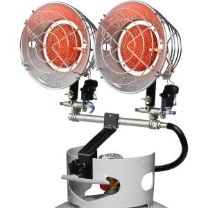 imageOutvita Patio Propane Heaters 30000 BTU Portable Tank Top Outdoor Heater with Safety Valve Tipover Switch Tanktop Portable Heater for Camping Patio Backyard Fishing Double Burner