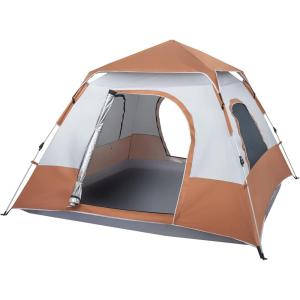 imageOutvita Pop Up Camping Tent 4 Person Waterproof ampamp Windproof Family Tent with Rainfly Portable Easy Setup Outdoor Shelter with Carry Bag for Backpacking Hiking Trip Mountaineerin