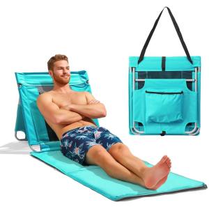 imageOutvita Portable Folding Beach Chair Lightweight Pool Chair with Carry Strap Outdoor Rest Mat for Camping Poolside Lawn Garden 1 Mint Green MediumMint Green