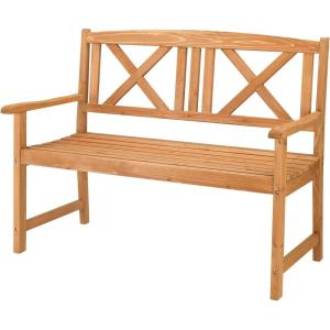 imageOutvita Wooden Garden Bench Outdoor Wood Patio Bench Rustic 2Person Loveseat Chair wArmrest for Porch Poolside Park Backyard Balcony Capacity 605Lbs X Backrest41