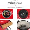 imageOutvita Ceramic Grill 13quot Round Kamado Charcoal Grill Portable Barbecue Grill with Thermometer for Variations on Cooking MethodsBlackIntegrated bracketRed