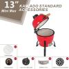 imageOutvita Ceramic Grill 13quot Round Kamado Charcoal Grill Portable Barbecue Grill with Thermometer for Variations on Cooking MethodsBlackIntegrated bracketRed